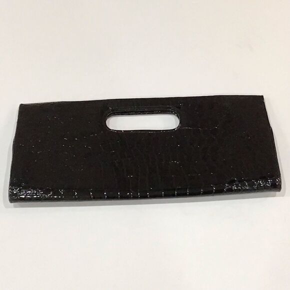 Black Clutch, Faux Croc Patent - Picture 6 of 6